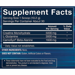 BODYTECH Creatine + Glutamine with Beta-Alanine - Advanced Performance Formula - Supports Strength, Recovery & Endurance (10.8 oz, 30 Servings)