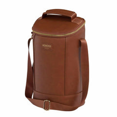 Igloo Luxe Collection Beverage Tote, MaxCold Insulation, Removable Divider, Metallic Liner (Cognac)