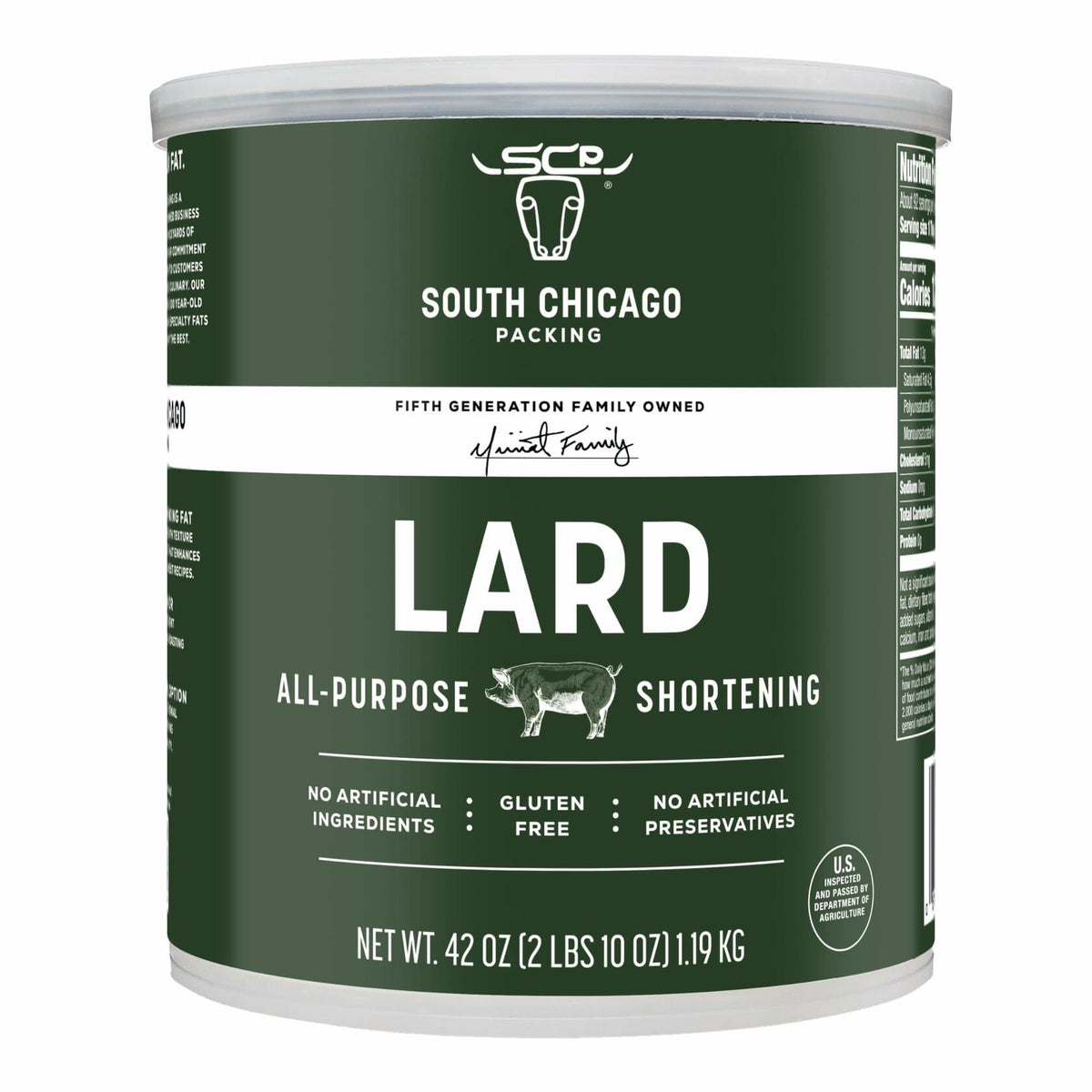 South Chicago Packing Traditonal LARD Shortening, 42 Ounces, Specialty Baking Shortening and Cooking Fat