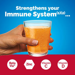 Emergen-C Immune+ Triple Action Immune Support Powder, BetaVia (R), 1000mg Vitamin C, B Vitamins, Vitamin D and Antioxidants, Super Orange, Back to School Essentials – 50 Count