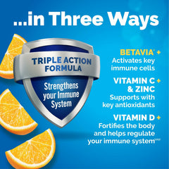 Emergen-C Immune+ Triple Action Immune Support Powder, BetaVia (R), 1000mg Vitamin C, B Vitamins, Vitamin D and Antioxidants, Super Orange, Back to School Essentials – 50 Count