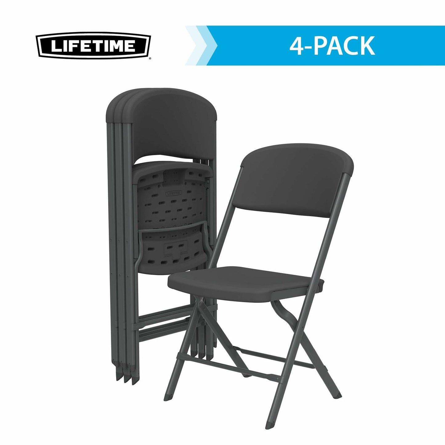 LIFETIME Folding Chairs, Heavy Duty Foldable Chair Contoured for Comfort, 4-Pack