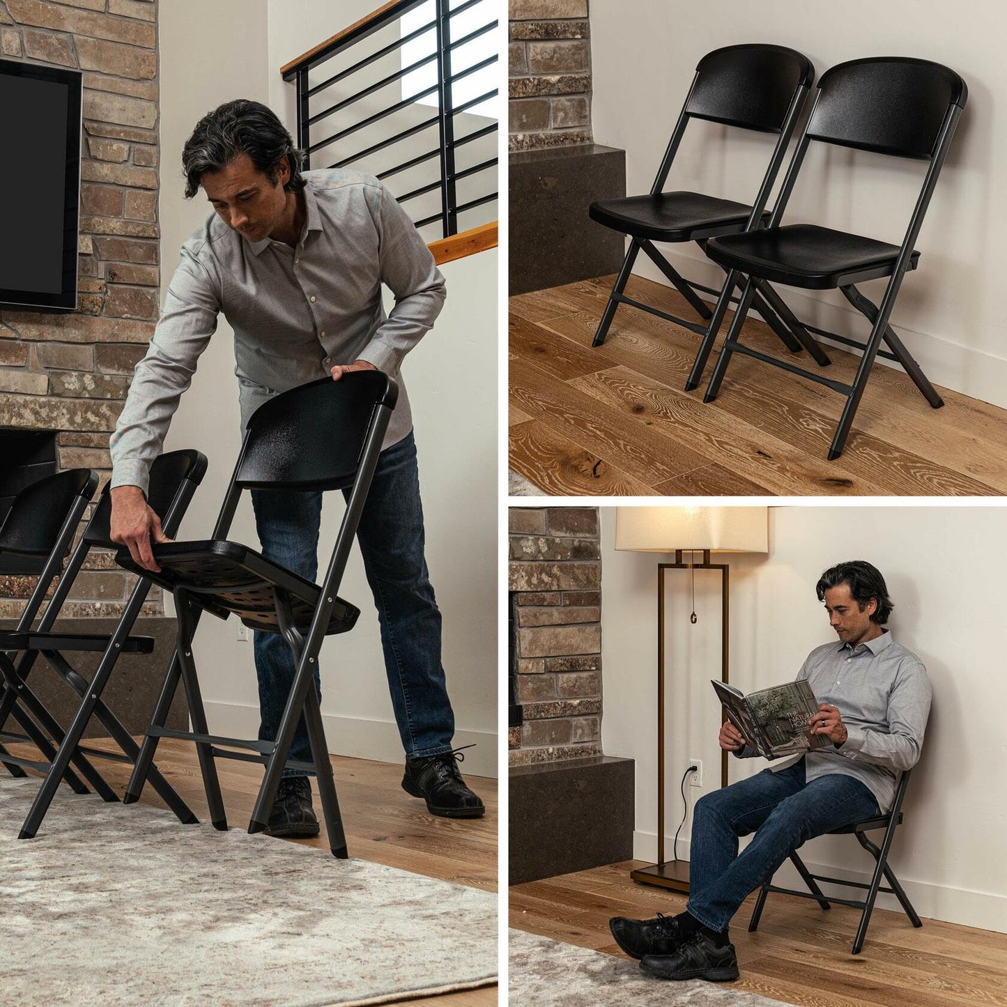 LIFETIME Folding Chairs, Heavy Duty Foldable Chair Contoured for Comfort, 4-Pack