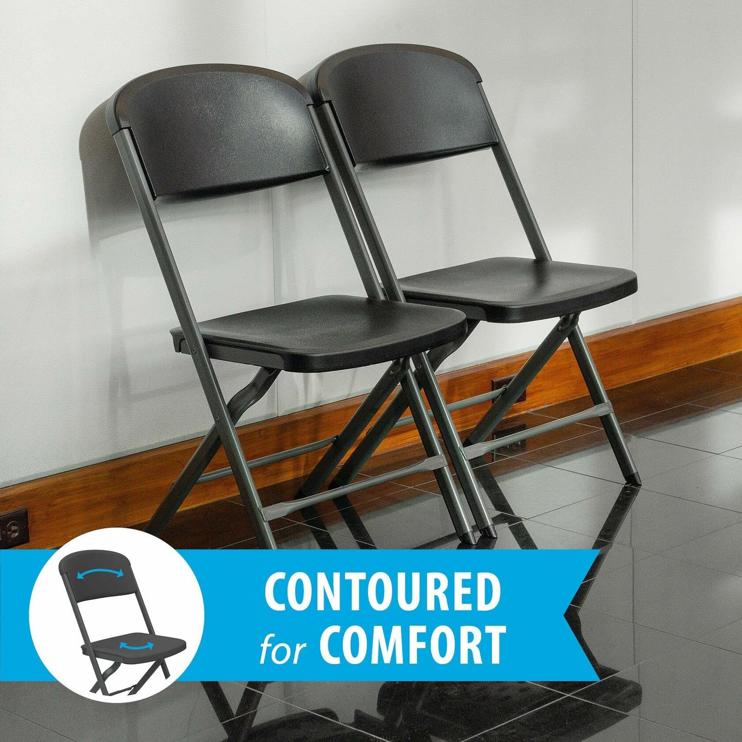 LIFETIME Folding Chairs, Heavy Duty Foldable Chair Contoured for Comfort, 4-Pack