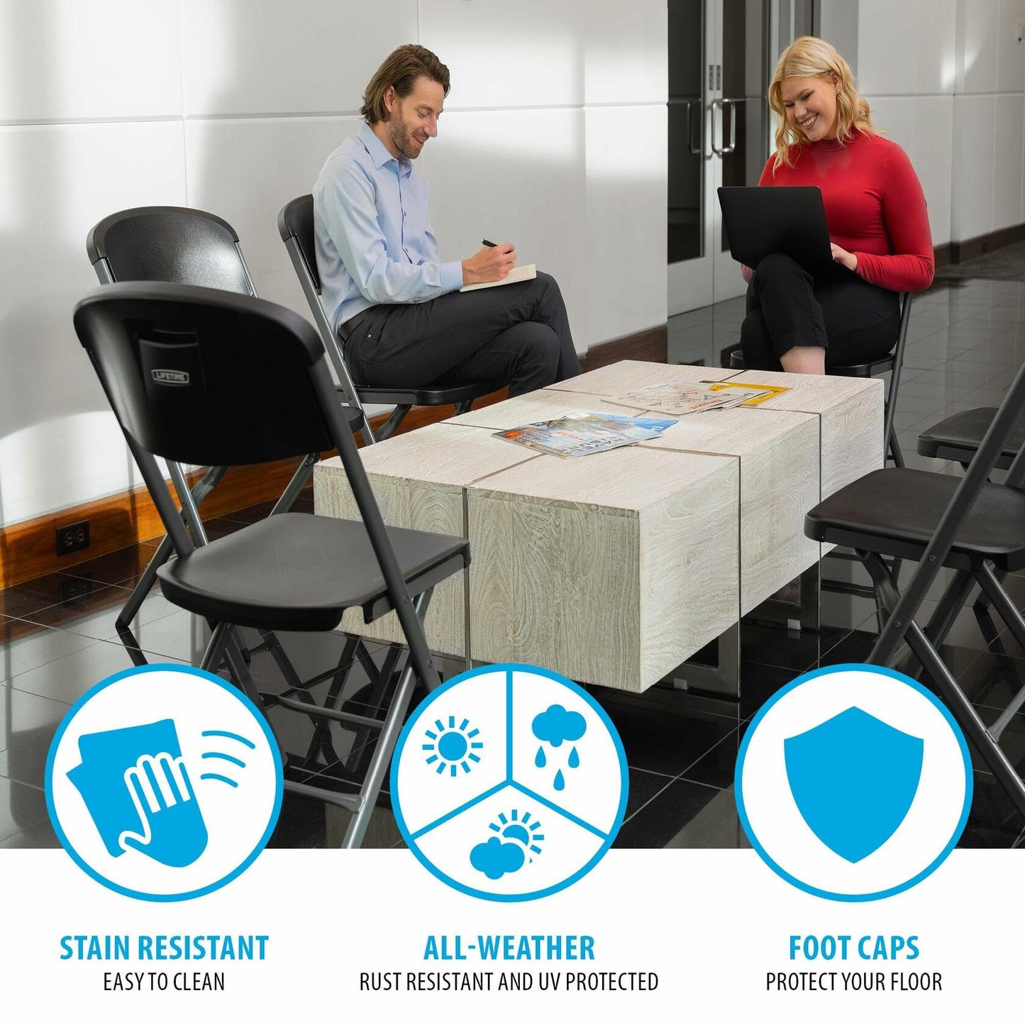 LIFETIME Folding Chairs, Heavy Duty Foldable Chair Contoured for Comfort, 4-Pack