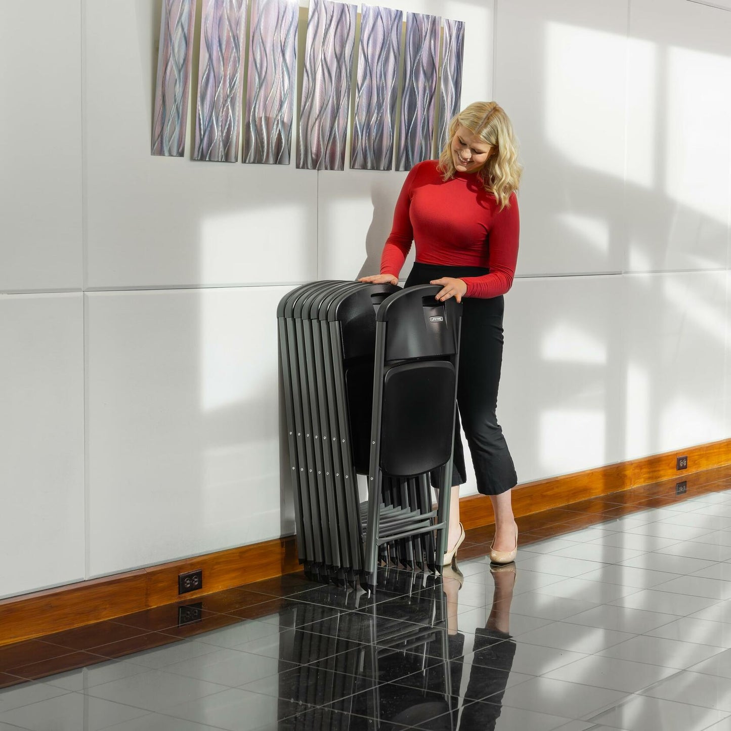 LIFETIME Folding Chairs, Heavy Duty Foldable Chair Contoured for Comfort, 4-Pack