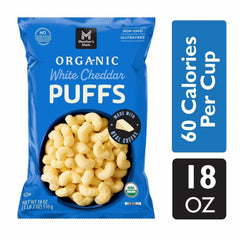 Member's Mark Organic White Cheddar Puffs, Non-GMO, Gluten Free, Made with Real Cheese, 18 oz 1 Bag