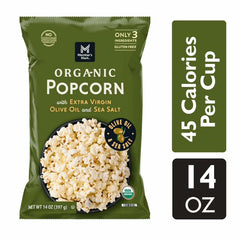 Member's Mark Organic Popcorn with Extra Virgin Olive Oil and Sea Salt, Gluten Free, 14 oz 1 Bag