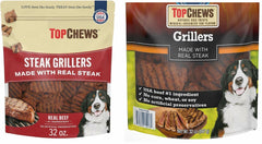 Top Chews Steak Grillers for Dogs, 32 oz - Made with Real Steak; Beef is The #1 Ingredient; No Artificial Flavors; No Artificial Preservatives. - Package May Vary