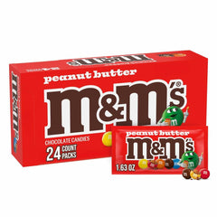 M&M'S Peanut Butter Chocolate Candy, Singles Size, 1.63-Ounce 24-Count Box