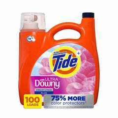Tide with Ultra Downy Liquid Laundry Detergent, April Fresh, 100 Load, 128 Fl Oz