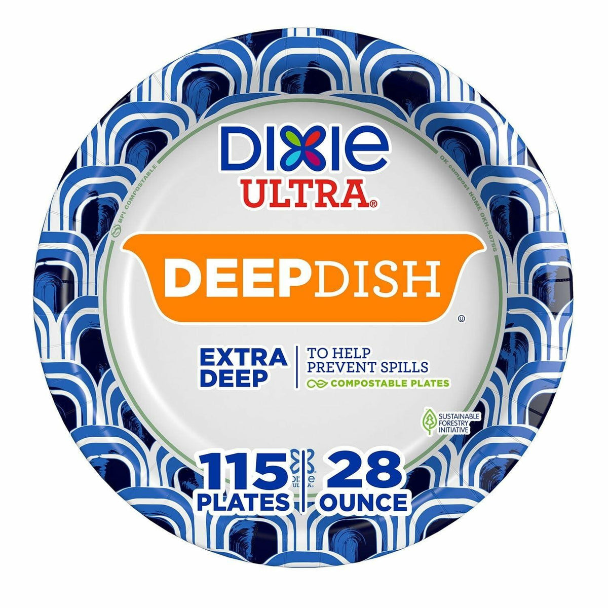 Dixie Ultra Extra Deep Dish Paper Plates 28 Ounce (115 Count)