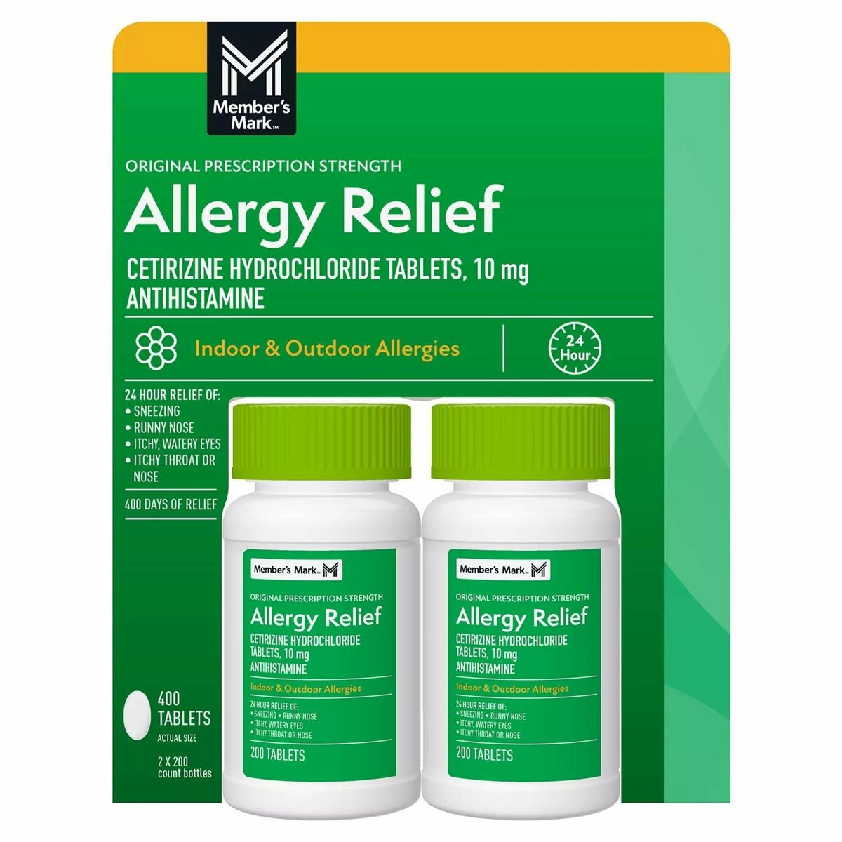Member’s Mark Allergy Relief Cetirizine Hydrochloride Tablets 10 mg, 400 Count