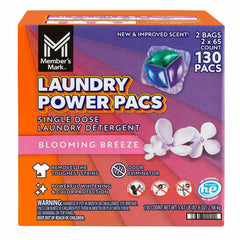 Member's Mark Laundry Detergent Power Pacs, Blooming Breeze, 130 Count