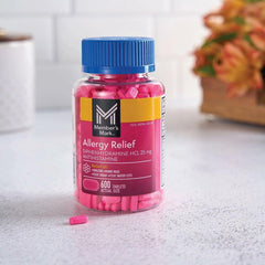 Member’s Mark Allergy Relief Tablets, 25 mg Diphenhydramine HCL, 600 Count