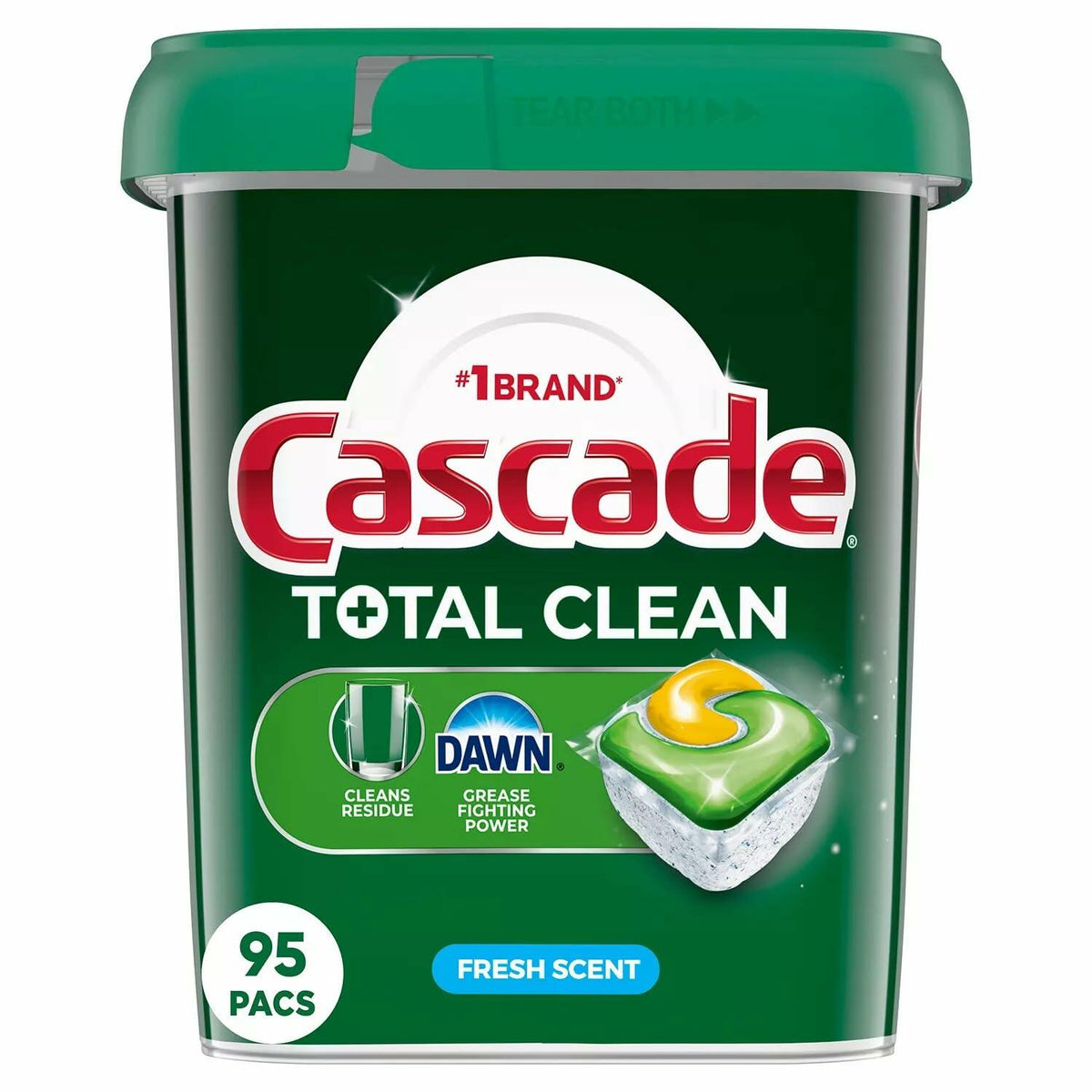 Cascade Total Clean ActionPacs Dishwasher Detergent, Fresh Scent, 95 Count