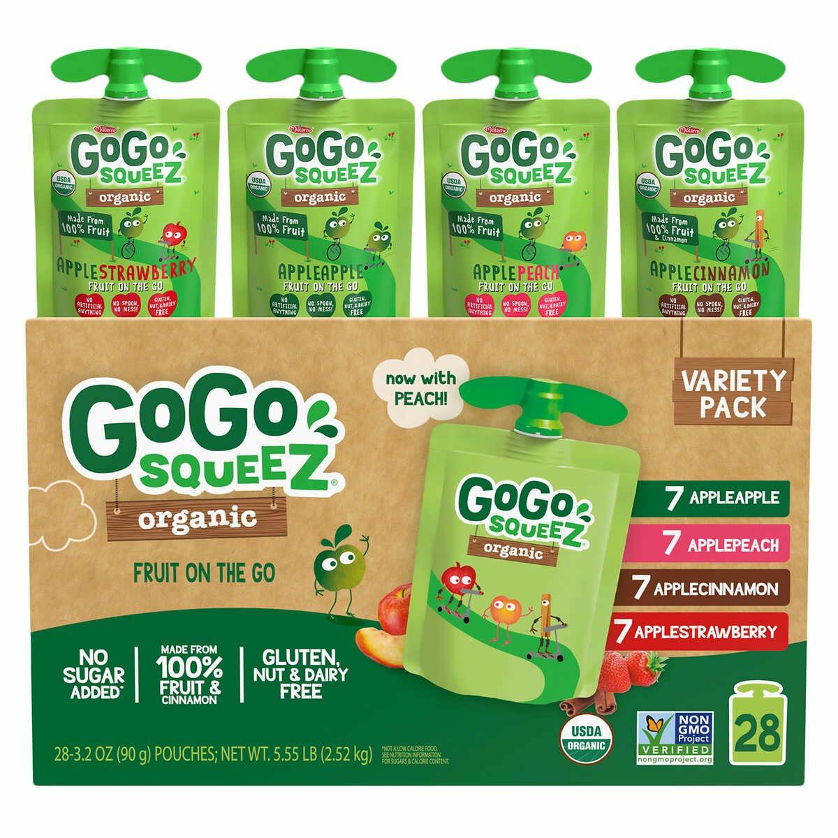 GoGo SqueeZ, Organic Applesauce, Variety Pack, 3.2 Ounce (28 Count)
