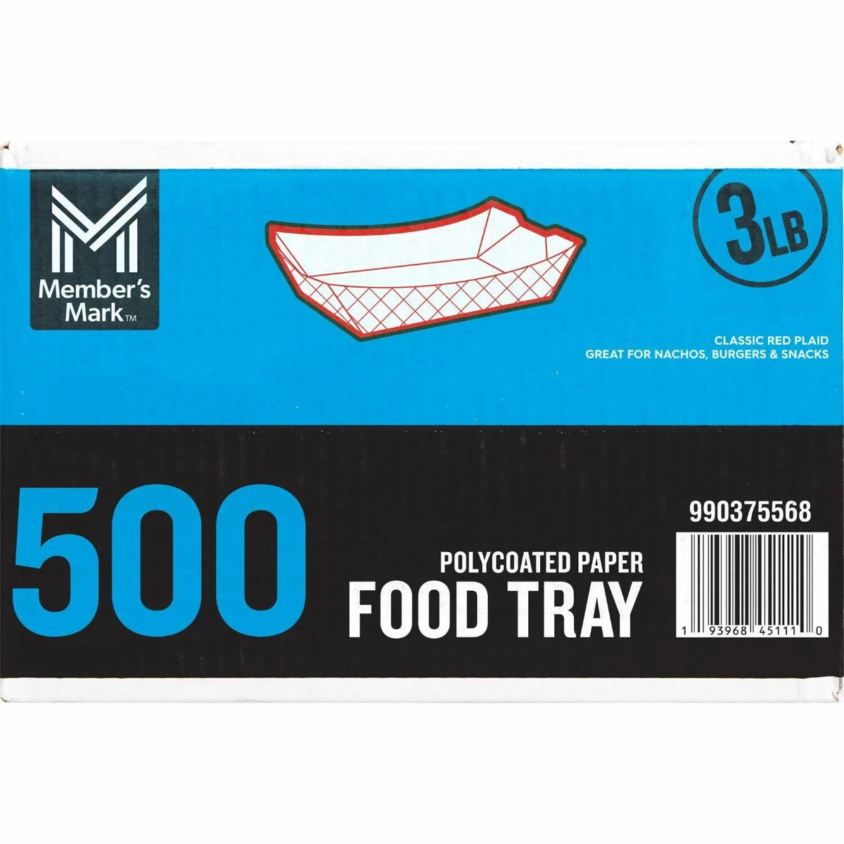 Member's Mark Heavy Duty Paper Food Trays, 3 Pounds (Pack of 500)