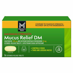 Member's Mark Maximum Strength Mucus-DM ER Tablets, 1200 mg/60 mg, 56 Count