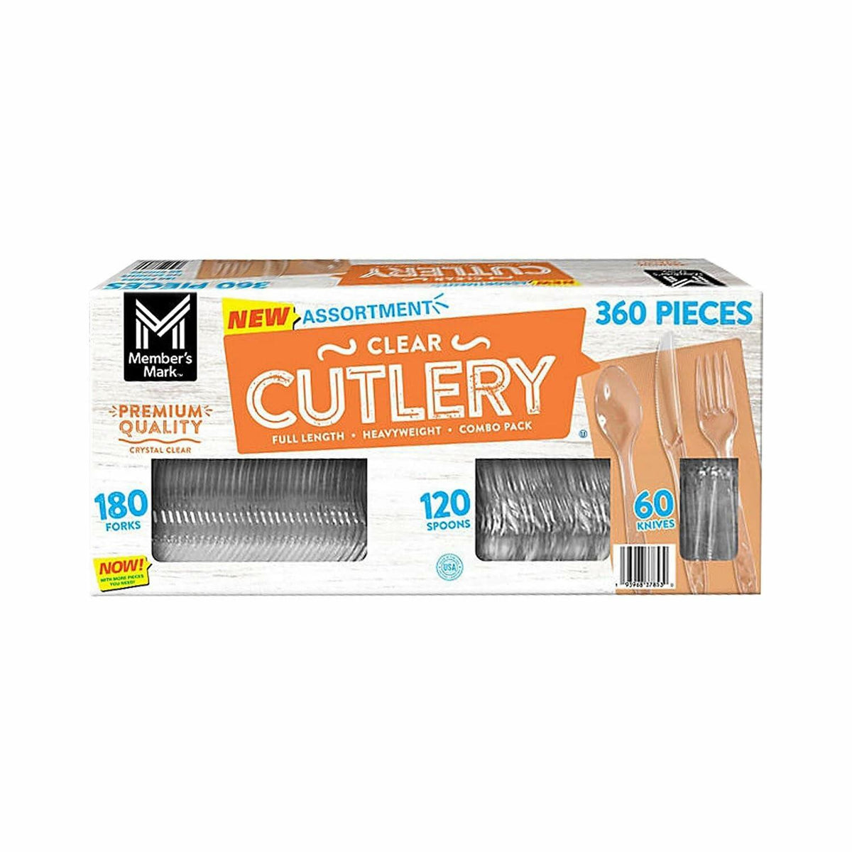 Member's Mark Clear Cutlery Combo Pack, Forks, Knives, Spoons (360 Count)