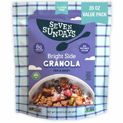 Seven Sundays Bright Side Triple Berry Granola 20 oz – Gluten Free Granola with Blueberries, Strawberries & Raspberries, 3X Less Sugar, 2X More Protein, Naturally Sweetened with Dates & Maple Syrup