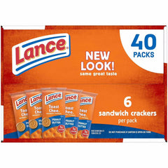Lance Toast Chee Peanut Butter Sandwich Crackers, 5g Protein, 40 Packs, 6 Crackers per Pack 1 Box