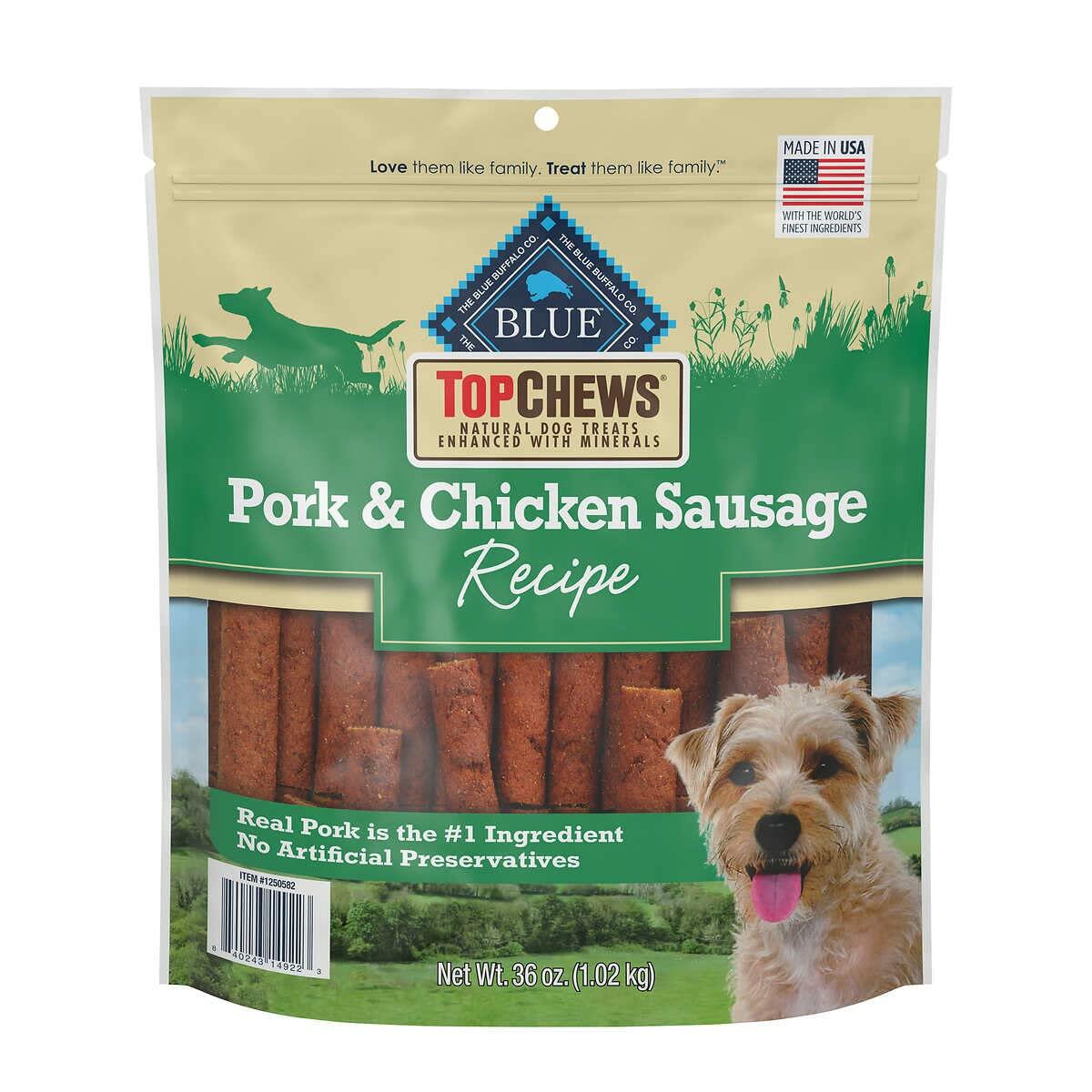 Blue Buffalo Top Chews Pork & Chicken Sausage Recipe Dog Treat