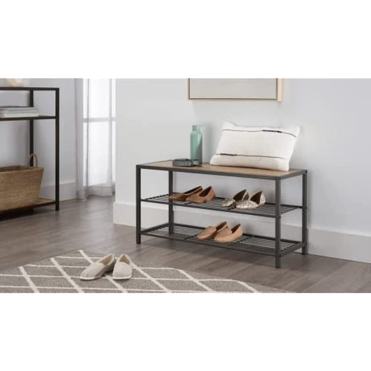 Trinity Shoe Bench with Wire Shelves