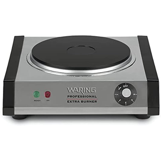 Waring Commercial WEB300 Single Cast Iron Burner, 1300W, 120V, 5-15 Phase Plug,Silver