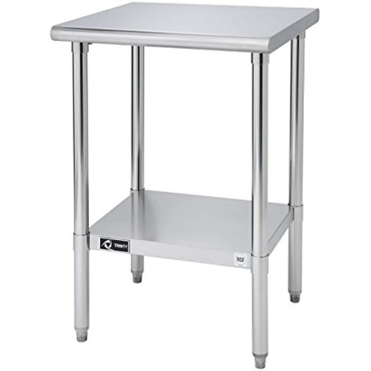 TRINITY EcoStorage Heavy Duty Stainless Steel Kitchen Prep Table with Adjustable Shelf for Commercial and Industrial Use, NSF Certified, 200 lb Capacity, 24�W x 24�D x 35�H