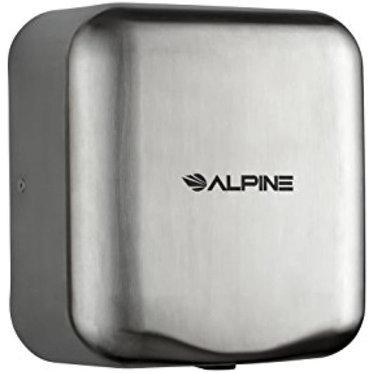 Alpine Industries 400-10-SSB Alpine Hemlock Automatic Hand Dryer - Heavy Duty Stainless Steel - Commercial High Speed Hot Air Hand Blower | 1800Watts | 110-120Volts | Quick & Easy Installation, Brushed Stainless Steel