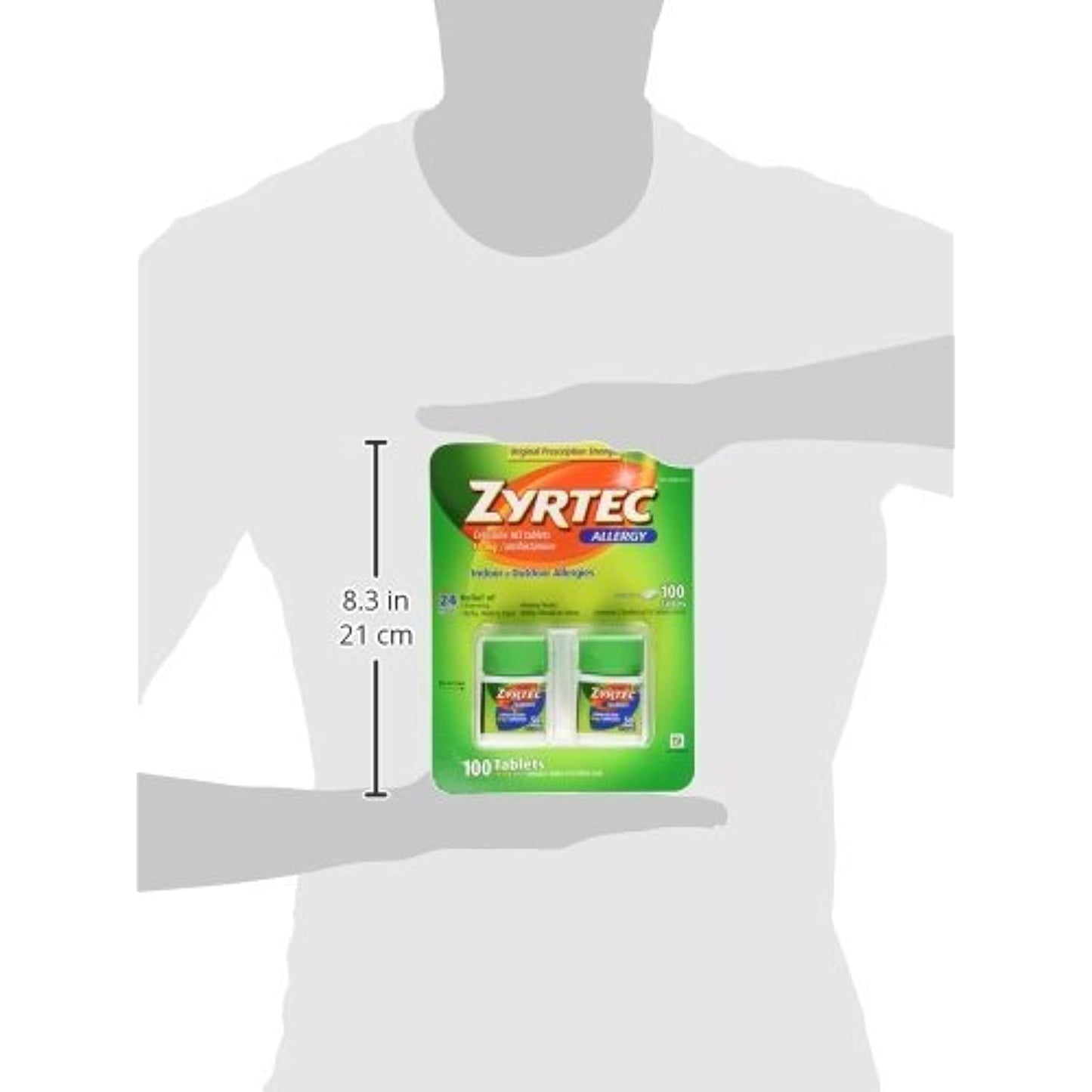 Zyrtec Cetrizine HCl/Antihistamine - 10mg/100 Tablets