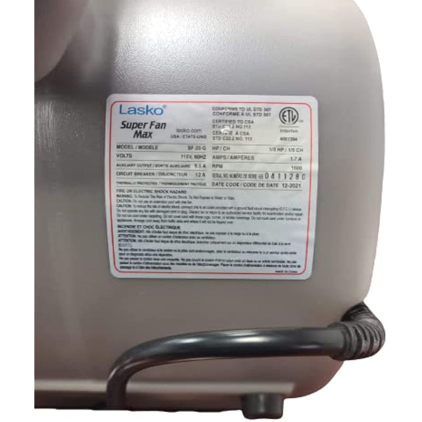 Lasko Super Fan Max Air Mover for Janitorial Water Damage Restoration Stackable Carpet Dryer Floor Blower Fan, Grey