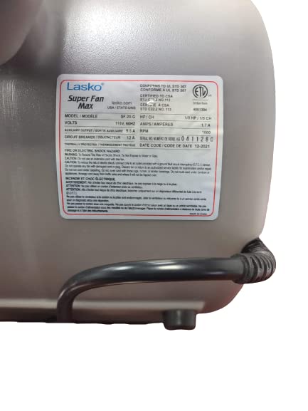 Lasko Super Fan Max Air Mover for Janitorial Water Damage Restoration Stackable Carpet Dryer Floor Blower Fan, Grey