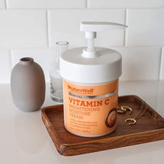 NATURE WELL Vitamin C Brightening Moisture Cream for Face, Body, & Hands, Visibly Enhances Skin Tone, Helps Improve Overall Texture, 16 Oz
