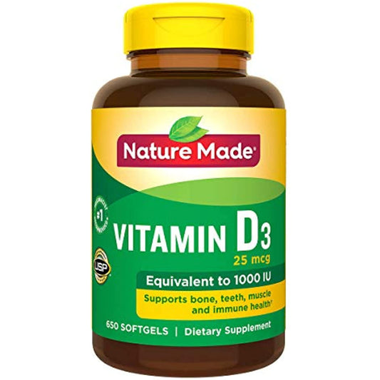 Nature Made Vitamin D3 25 mcg, 650 Softgels
