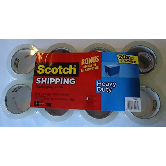 Scotch Packaging Tape, 8 Rolls, 1.88in X 54.6YD each, total 436 YD