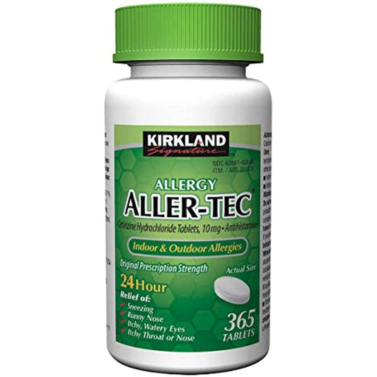 Kirkland Signature Aller-Tec Cetirizine HCL 10 mg/Antihistamine Tablets365-tablets Bottle