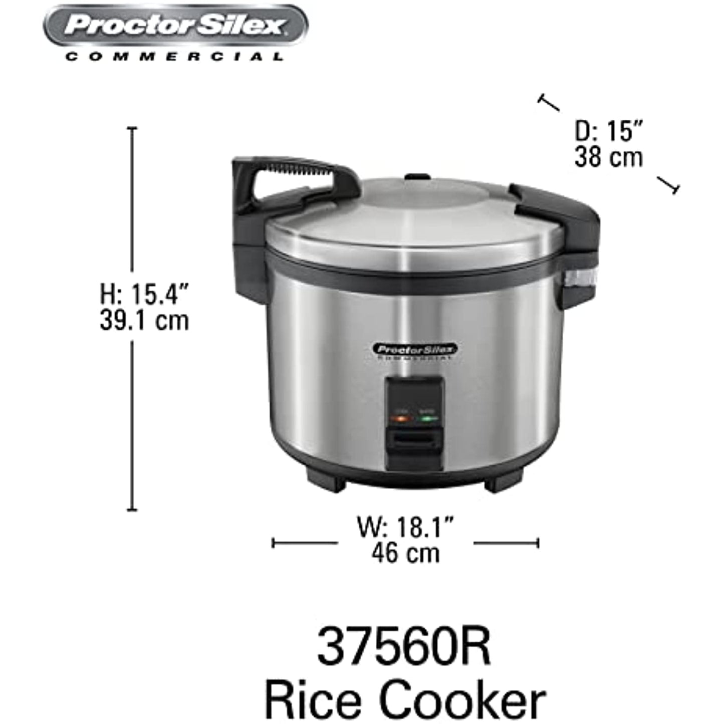 Hamilton Beach Proctor Silex Commercial 37560R Rice Cooker/Warmer, 60 Cups Cooked Rice, Non-Stick Pot, Hinged Lid, Stainless Steel Housing, 1 Year Warranty