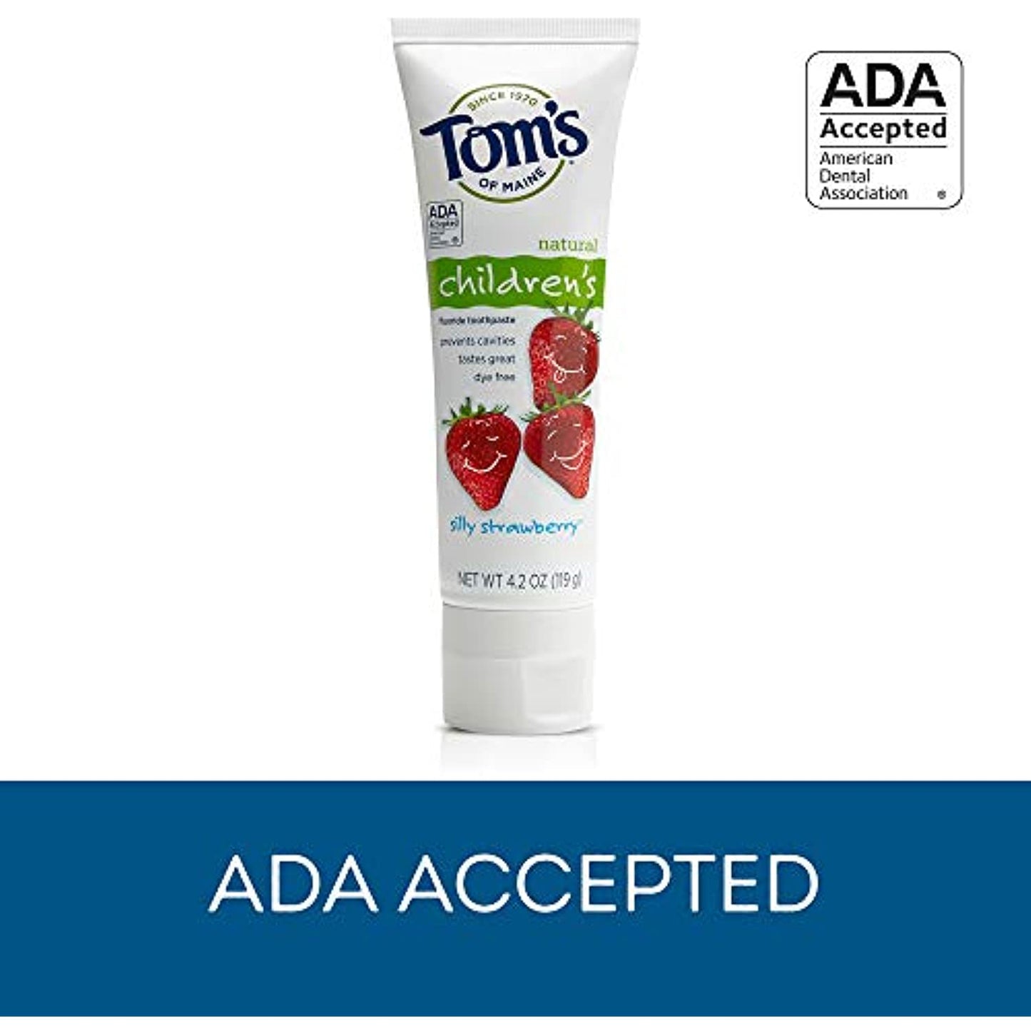 Tom's of Maine Anticavity Fluoride Children's Toothpaste, Kids Toothpaste, Natural Toothpaste, Silly Strawberry, 4.2 Ounce , 3 Count (Pack of 1)