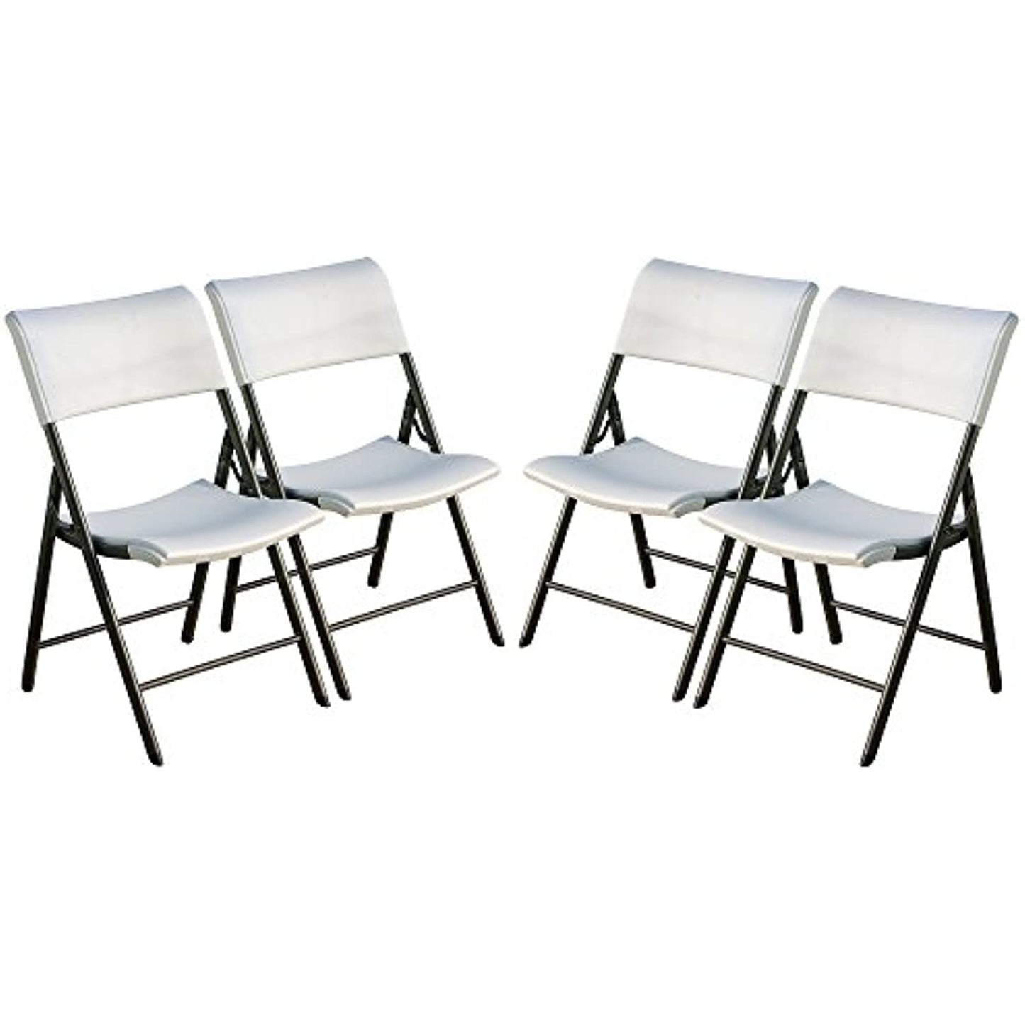 Lifetime 80191 Light Commercial Folding Chair, White Granite with Gray Frame, 4 Pack