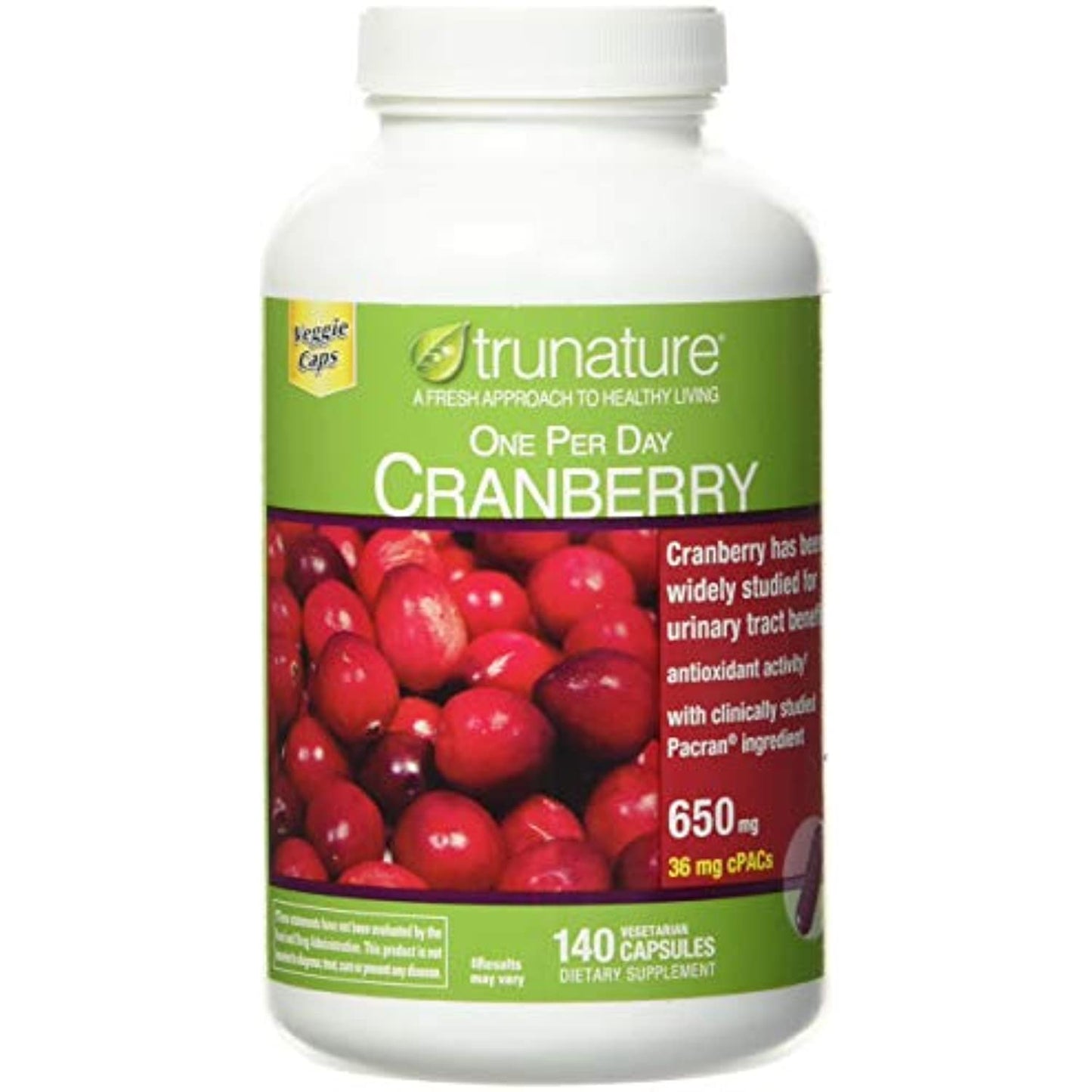 trunature One Per Day Cranberry 650 mg, 140 Vegetarian Capsules