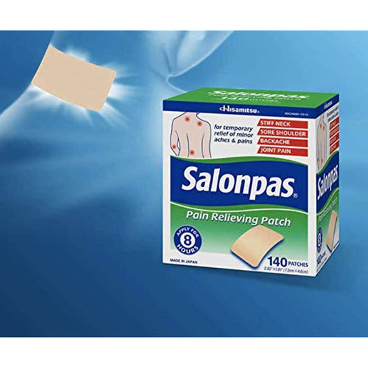 Salonpas Pain Relieving Patches, Pain Relieving Patch for Back Pain, Neck Pain, Shoulder Pain, Knee Pain, Muscle Soreness & Pain, Joint Pain, Up to 8 Hours of Pain Relief, 140 Count