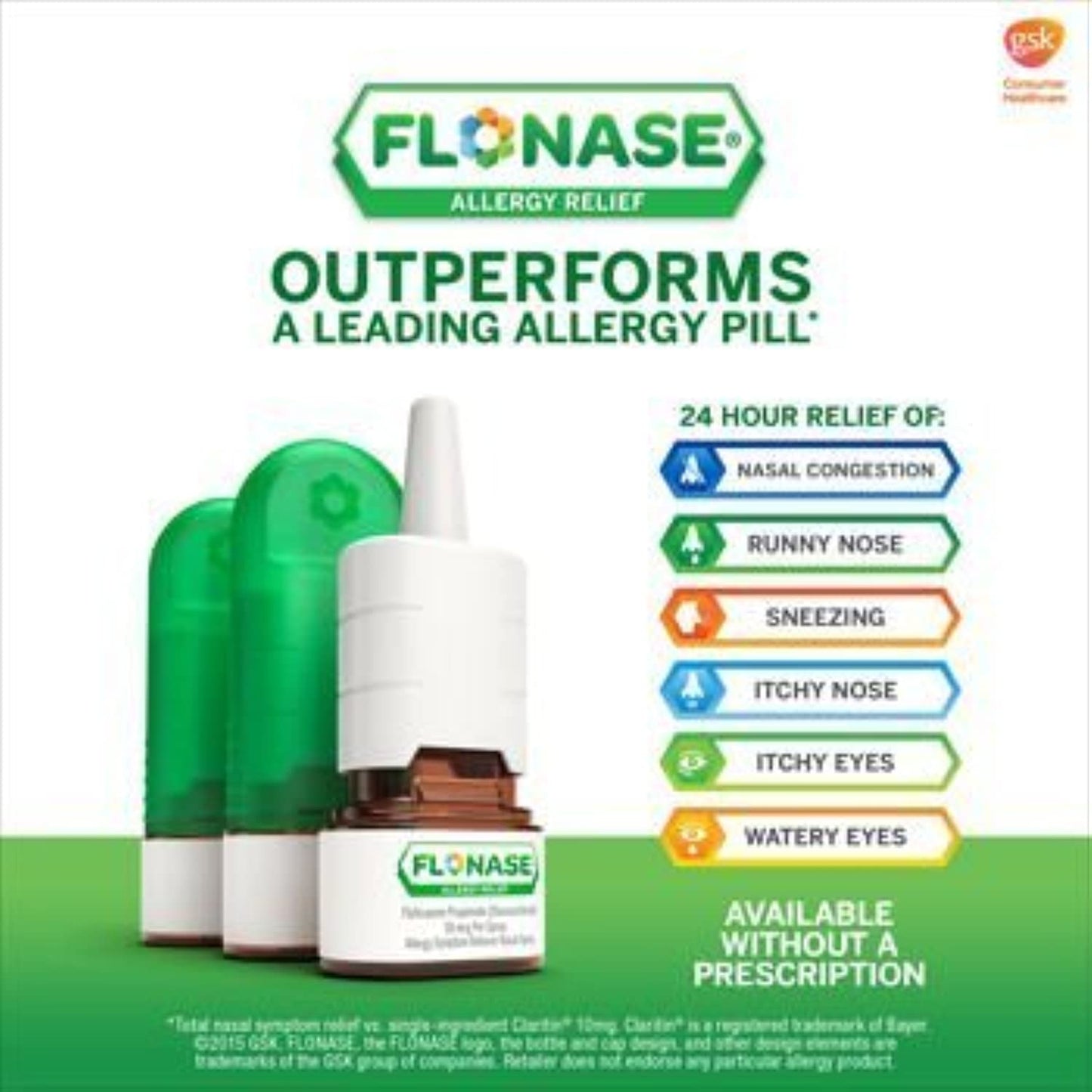 Flonase Allergy Relief Nasal Spray, 120 Count Pack of 3 , Flonase-eu5j