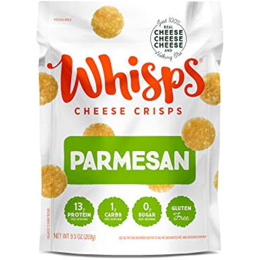 Whisps Parmesan Cheese Crisps | Keto Snack, No Gluten, No Sugar, Low Carb, High Protein | 9.5 ounce