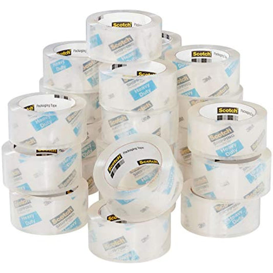 Scotch Heavy Duty Packaging Tape, 1.88" x 54.6 yd, Designed for Packing, Shipping and Mailing, 3M Industrial Strength Adhesive, 3" Core, Clear, 36 Rolls (3850-CS36)