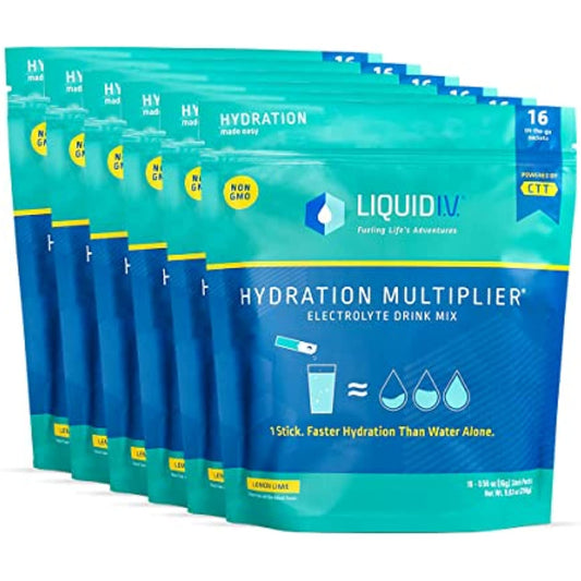 Liquid I.V. Hydration Multiplier - Lemon Lime - Hydration Powder Packets | Electrolyte Drink Mix | Easy Open Single-Serving Stick | Non-GMO | 96 Sticks