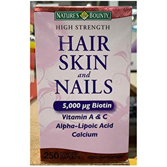 Natures Bounty Optimal Solutions Hair Skin and Nails Argan Oil Infused 5000mcg of Biotin, 250 Softgels