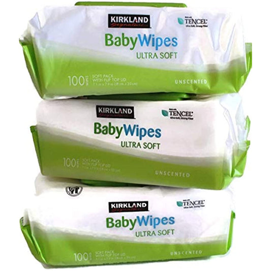 Kirkland Signature Baby Wipes, Ultra-Soft, Unscented, 100 Count Wipes Pack of 6