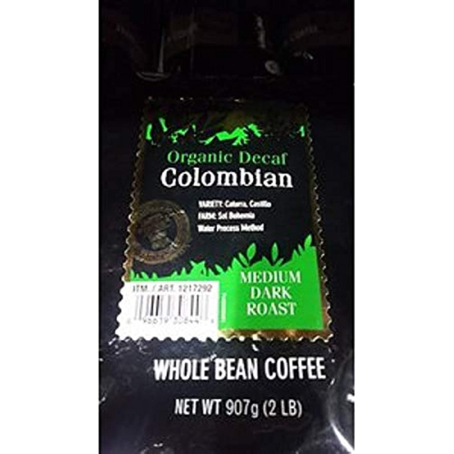 Kirkland Signature Organic Colombian Decaf Whole Bean Coffee, 2lbs.